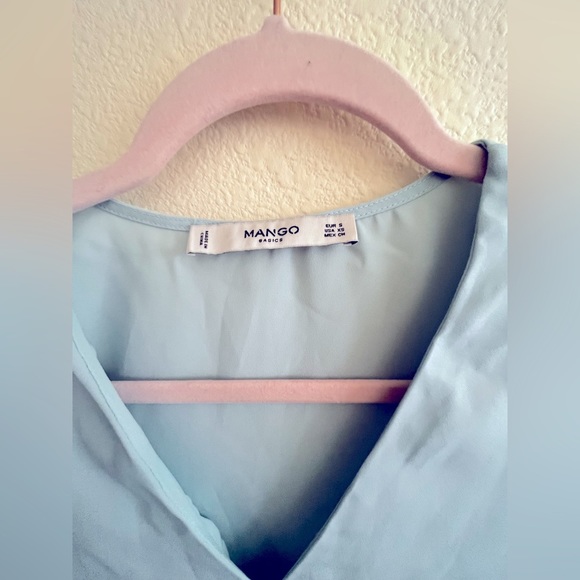 MANGO Light Blue Crewneck Blouse Size S - Picture 3 of 7